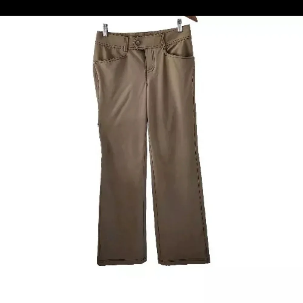 Athleta Adjustable Waist 45274 Tan Side Zipper Pocket Wide Leg Womens Size 4 - Picture 1 of 10